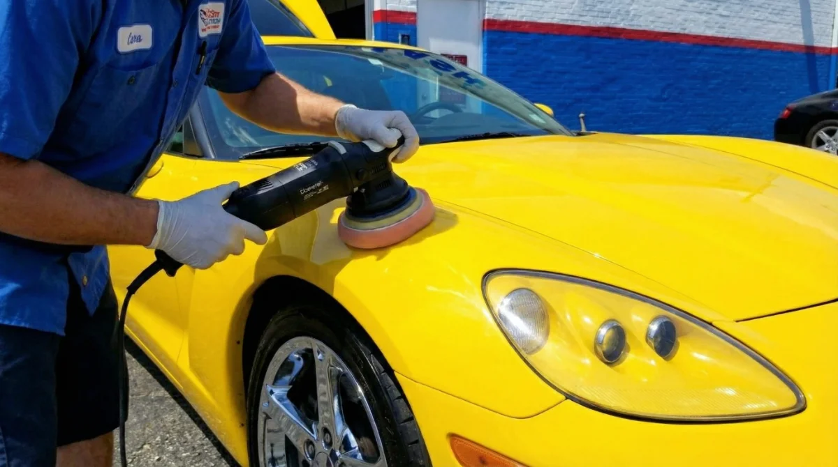 Professional paint correction achieving a mirror-like finish